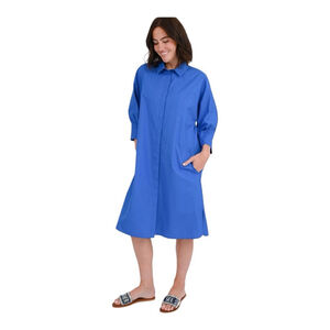 Max Mara Blue Tabita Poplin Midi Dress Size 6 (no belt)